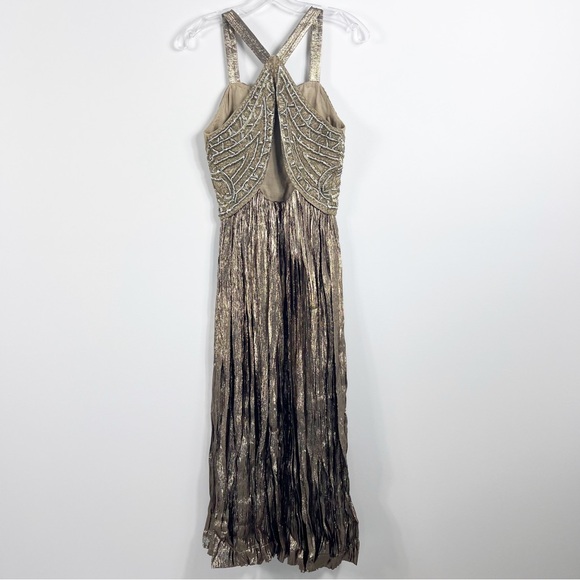Thakoon Runway Sleeveless Embroidered Metallic Swingy Midi Dress Bronze - Picture 8 of 10